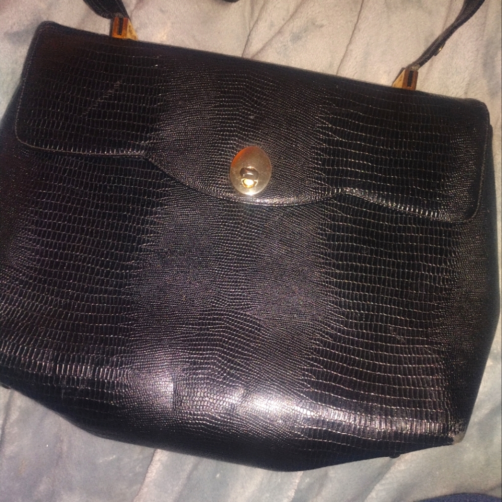 Koret vintage reptile print genuine leather satchel
